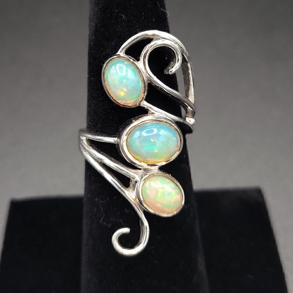 Ethiopian Opal 3 Stone ring